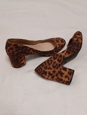 Libby Edelman Leopard Print Block Heel Pumps - Brown/Black Sz 8.5